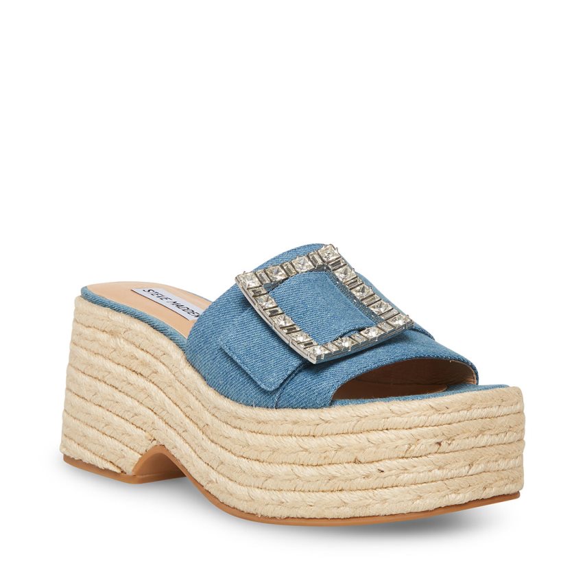 Sandalias de Plataforma Steve Madden Solana Denim Fabric Mujer Azules | ES XS68ES